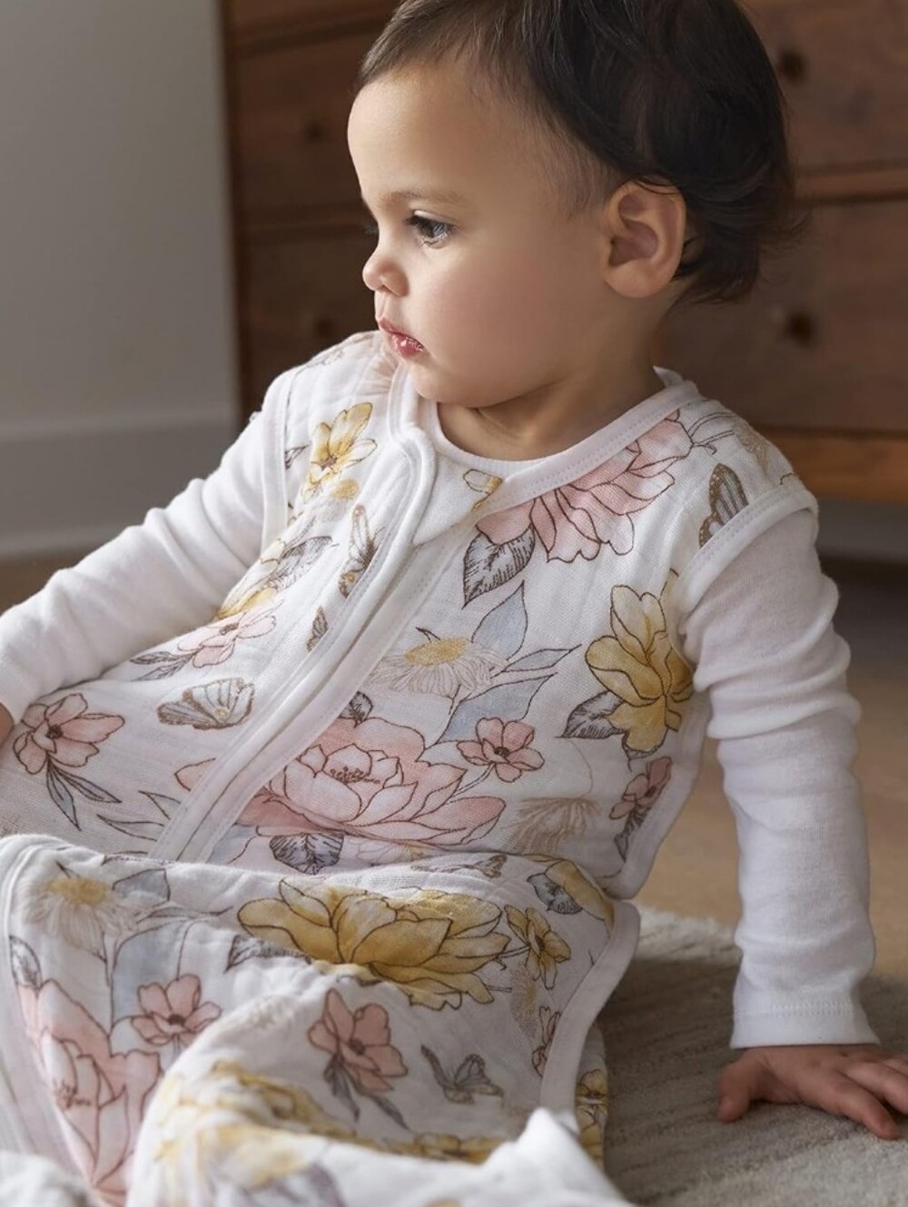 aden + anais  Floral Organic Muslin Sleeping Bag in Yellow and Blush